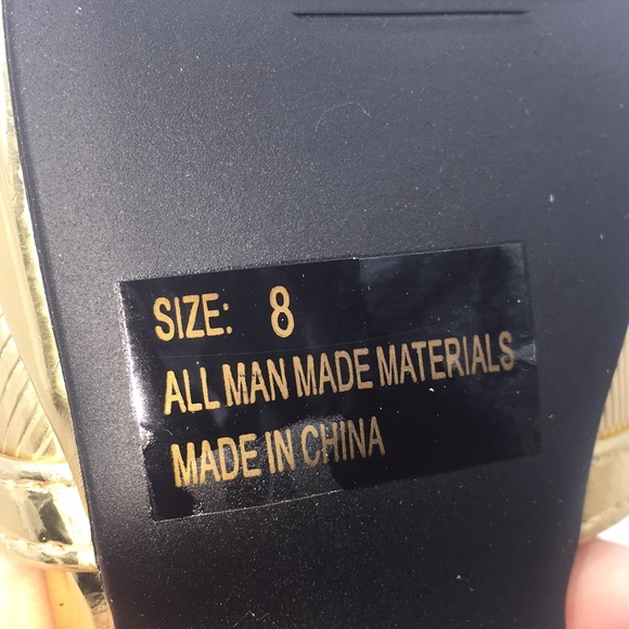 Qupid Ladies Platform Heels Pumps 5” Gold Shiny Metallic Open Toe Size 8 - Picture 13 of 14